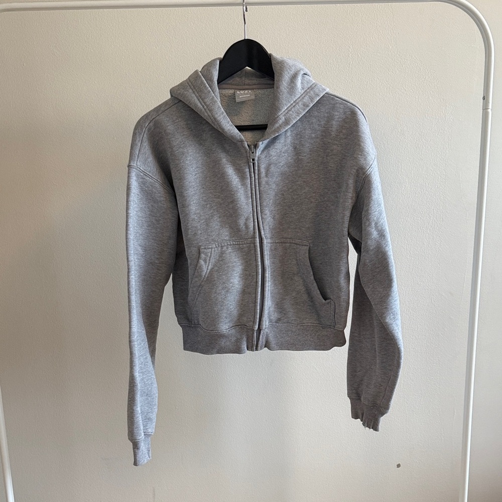 Gray Tna cozy fleece boyfriend Zip-Up Hoodie